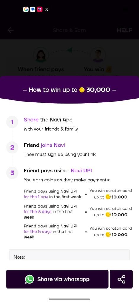 Navi upi refer and earn rules